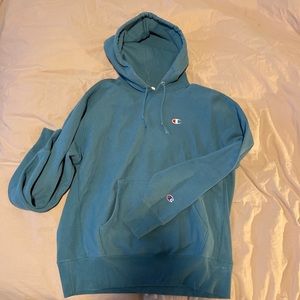 Turquoise Champion reverse weave hoodie